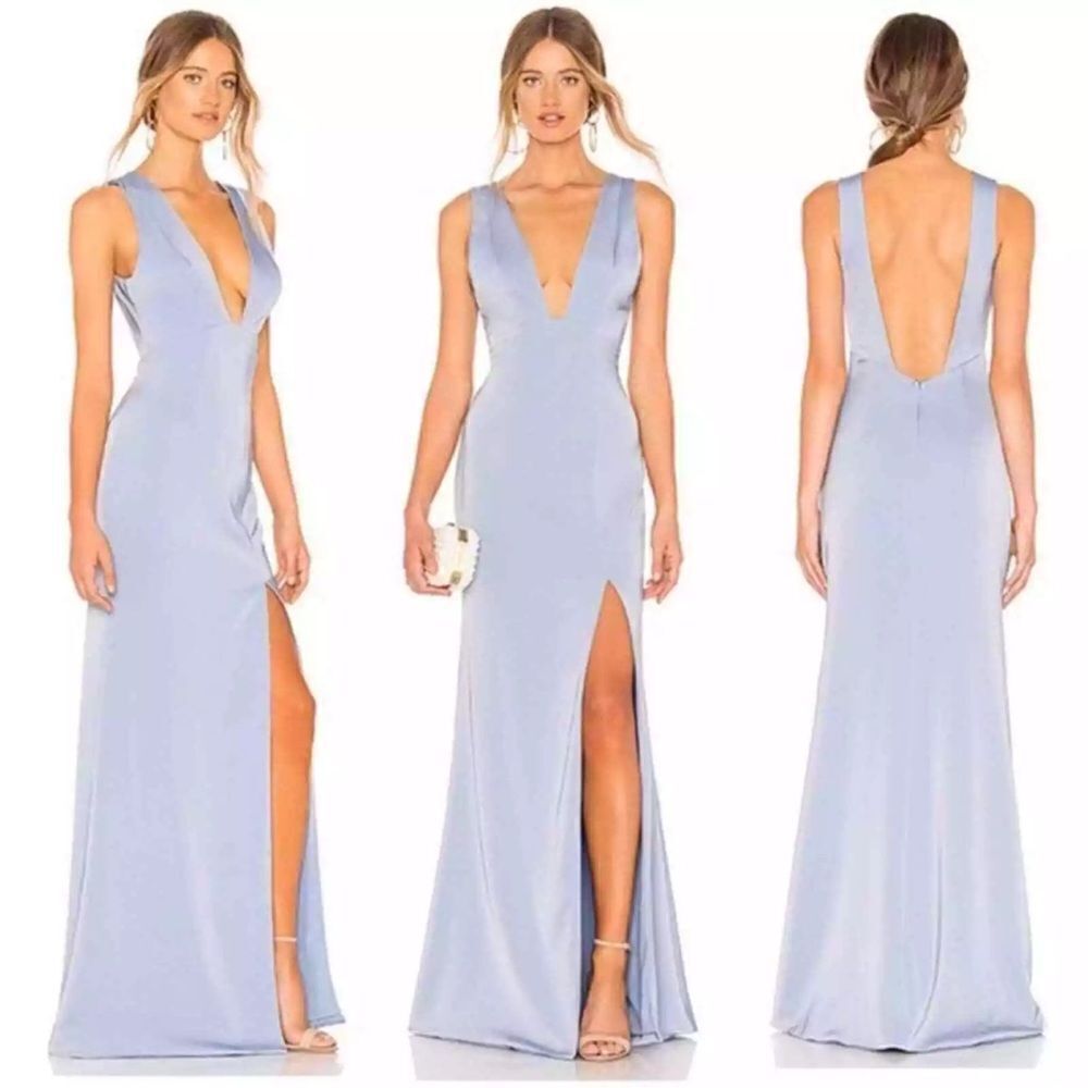 NBD Revolve Zeb Light Baby Blue Event Formal Maxi Gown Low Back Size Small - Picture 5 of 11